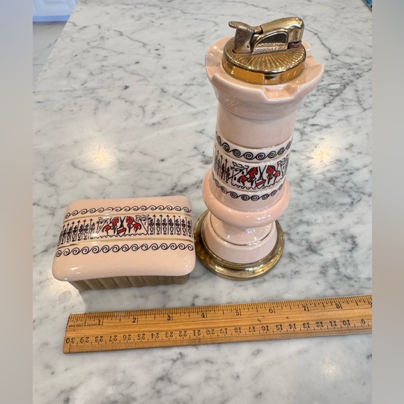 Vintage 1956 Evans Castle Chessman Table Lighter w/ Accessory Box Ashtray Holder - Picture 11 of 11